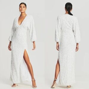 NWT Retrofete Camille Sequin Dress in White Size Medium